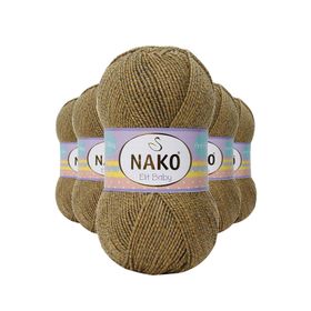 Nako 21354 Elite Baby 5 Adet Sarı Gri El Örgü İpi Tüylenmeyen Bebek Yünü