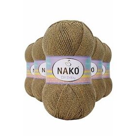 Nako 21354 Elite Baby 5 Adet Sarı Gri El Örgü İpi Tüylenmeyen Bebek Yünü