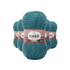 Nako 21357 Petrol Muline 5 Adet Angora Lüks El Örgü İpi