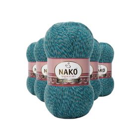 Nako 21357 Petrol Muline 5 Adet Angora Lüks El Örgü İpi