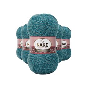 Nako 21357 Petrol Muline 5 Adet Angora Lüks El Örgü İpi