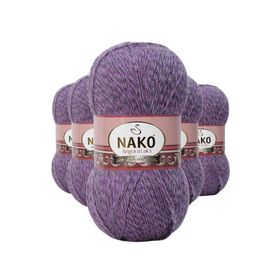 Nako 21360 Angora 5 Adet Lila Muline Lüks El Örgü İpi