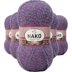Nako 21360 Angora 5 Adet Lila Muline Lüks El Örgü İpi