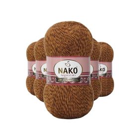 Nako 21361 Angora 5 Adet Hardal Muline Lüks El Örgü İpi