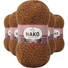 Nako 21361 Angora 5 Adet Hardal Muline Lüks El Örgü İpi