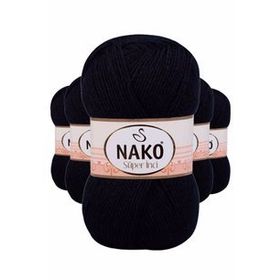 Nako 217 Süper İnci 5 Adet 100 gr Siyah El Örgü İpi