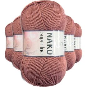Nako 2248 Süper İnci 5 Adet 100 gr Marsala Kırmızı El Örgü İpi