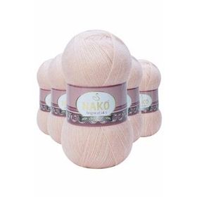 Nako 2250 Açık Bej 5 Adet Angora Lüks El Örgü İpi