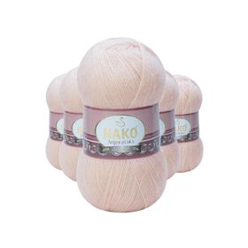 Nako 2250 Açık Bej 5 Adet Angora Lüks El Örgü İpi