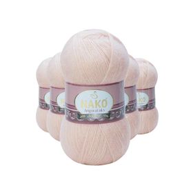 Nako 2250 Açık Bej 5 Adet Angora Lüks El Örgü İpi