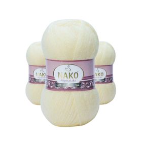 Nako 256 3 Adet Angora Lüks Krem El Örgü İpi