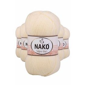 Nako 256 5 Adet Krem 100 gr Süper İnci El Örgü İpi