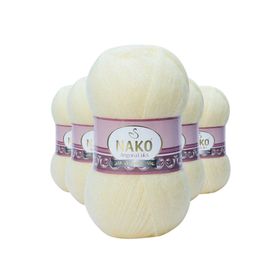 Nako 256 Krem 5 Adet Angora Lüks El Örgü İpi