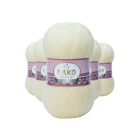 Nako 256 Krem 5 Adet Angora Lüks El Örgü İpi