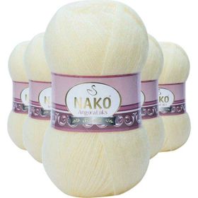 Nako 256 Krem 5 Adet Angora Lüks El Örgü İpi