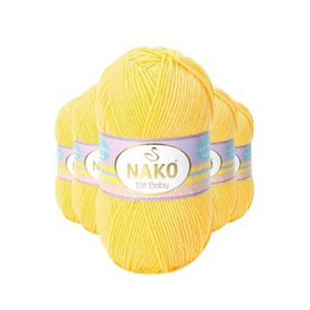 Nako 2857 5 Adet Sarı Elite Baby El Örgü İpi Tüylenmeyen Bebek Yünü