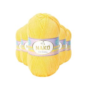 Nako 2857 5 Adet Sarı Elite Baby El Örgü İpi Tüylenmeyen Bebek Yünü
