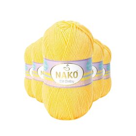 Nako 2857 5 Adet Sarı Elite Baby El Örgü İpi Tüylenmeyen Bebek Yünü