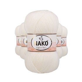 Nako 300 5 Adet 100 gr Ekru Süper İnci El Örgü İpi
