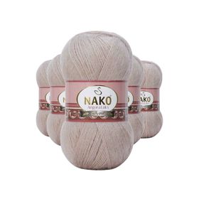 Nako 3079 Pembeli Gri 5 Adet Angora Lüks El Örgü İpi