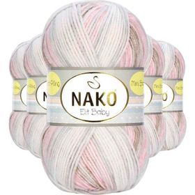 Nako 32463 5 Adet Kahveli Pembe Mini Batik Bebe El Örgü İpi