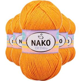 Nako 4038 5 Adet Portakal Kabuğu Elite Baby El Örgü İpi Tüylenmeyen Bebek Yünü
