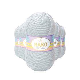 Nako 4672 5 Adet Gümüş Gri Elite Baby El Örgü İpi Tüylenmeyen Bebek Yünü