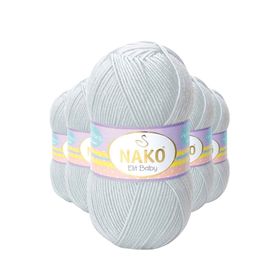 Nako 4672 5 Adet Gümüş Gri Elite Baby El Örgü İpi Tüylenmeyen Bebek Yünü