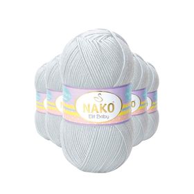 Nako 4672 5 Adet Gümüş Gri Elite Baby El Örgü İpi Tüylenmeyen Bebek Yünü