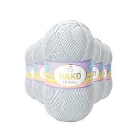 Nako 4672 5 Adet Gümüş Gri Elite Baby El Örgü İpi Tüylenmeyen Bebek Yünü