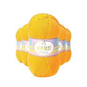 Nako 4674 5 Adet Koyu Sarı Elite Baby El Örgü İpi Tüylenmeyen Bebek Yünü