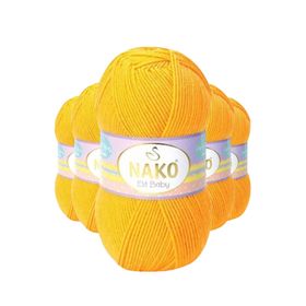 Nako 4674 5 Adet Koyu Sarı Elite Baby El Örgü İpi Tüylenmeyen Bebek Yünü