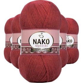 Nako 6679 Angora 5 Adet Bordo Lüks El Örgü İpi