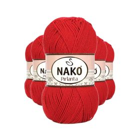 Nako 6741 5 Adet Gelincik Kırmızı Pırlanta Amigurumi El Örgü İpi Yünü