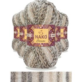 Nako 7309 5 Adet Hercai Ebruli Hırka Kazak Atkı Bere El Örgü İpi Yünü