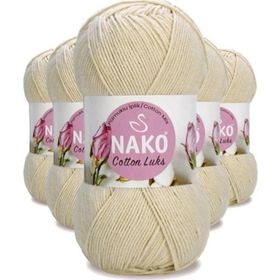 Nako 97543 Açık Bej 5 Adet Cotton Lüks Yelek Tunik Kazak Bluz Hırka İpi Yünü