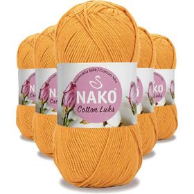Nako 97553 Koyu Sarı 5 Adet Cotton Lüks Yelek Tunik Kazak Bluz Hırka İpi Yünü