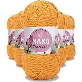 Nako 97553 Koyu Sarı 5 Adet Cotton Lüks Yelek Tunik Kazak Bluz Hırka İpi Yünü
