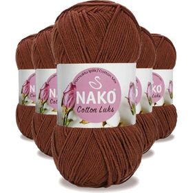 Nako 97556 Kızıl Kahve 5 Adet Cotton Lüks Yelek Tunik Kazak Bluz Hırka İpi Yünü