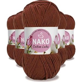 Nako 97556 Kızıl Kahve 5 Adet Cotton Lüks Yelek Tunik Kazak Bluz Hırka İpi Yünü