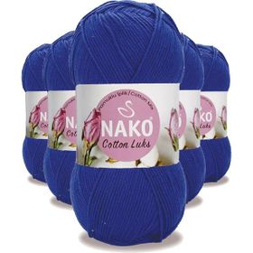Nako 97561 Saks Mavi 5 Adet Cotton Lüks Yelek Tunik Kazak Bluz Hırka İpi Yünü