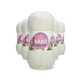 Nako 97570 5 Adet Süt Beyaz Cotton Lüks Yelek Tunik Kazak Bluz Hırka İpi Yünü