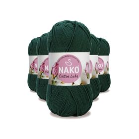 Nako 97580 Koyu Yeşil 5 Adet Cotton Lüks Yelek Tunik Kazak Bluz Hırka İpi Yünü