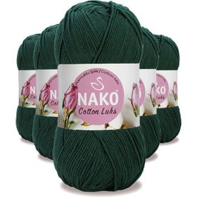 Nako 97580 Koyu Yeşil 5 Adet Cotton Lüks Yelek Tunik Kazak Bluz Hırka İpi Yünü