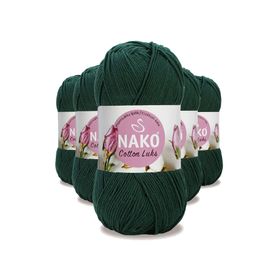 Nako 97580 Koyu Yeşil 5 Adet Cotton Lüks Yelek Tunik Kazak Bluz Hırka İpi Yünü