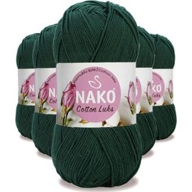 Nako 97580 Koyu Yeşil 5 Adet Cotton Lüks Yelek Tunik Kazak Bluz Hırka İpi Yünü