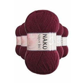 Nako 999 Süper İnci 5 Adet 100 gr Bordo El Örgü İpi