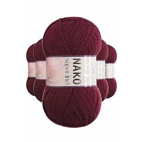 Nako 999 Süper İnci 5 Adet 100 gr Bordo El Örgü İpi