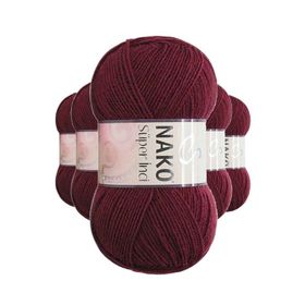 Nako 999 Süper İnci 5 Adet 100 gr Bordo El Örgü İpi