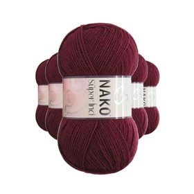 Nako 999 Süper İnci 5 Adet 100 gr Bordo El Örgü İpi